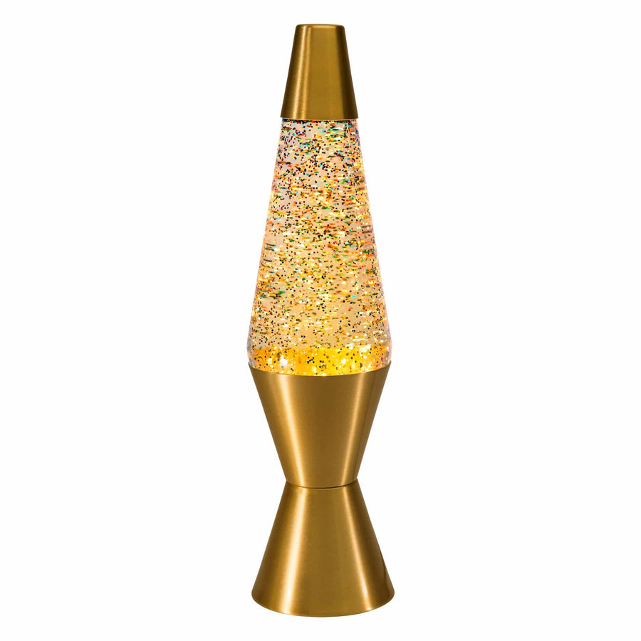 14.5" LAVA LAMP RAINBOW GLITTER - CLEAR/GOLD [QVCU]